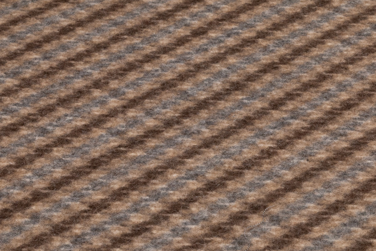 Double Faced Houndstooth Italian Wool Coating - Camel / Blue
