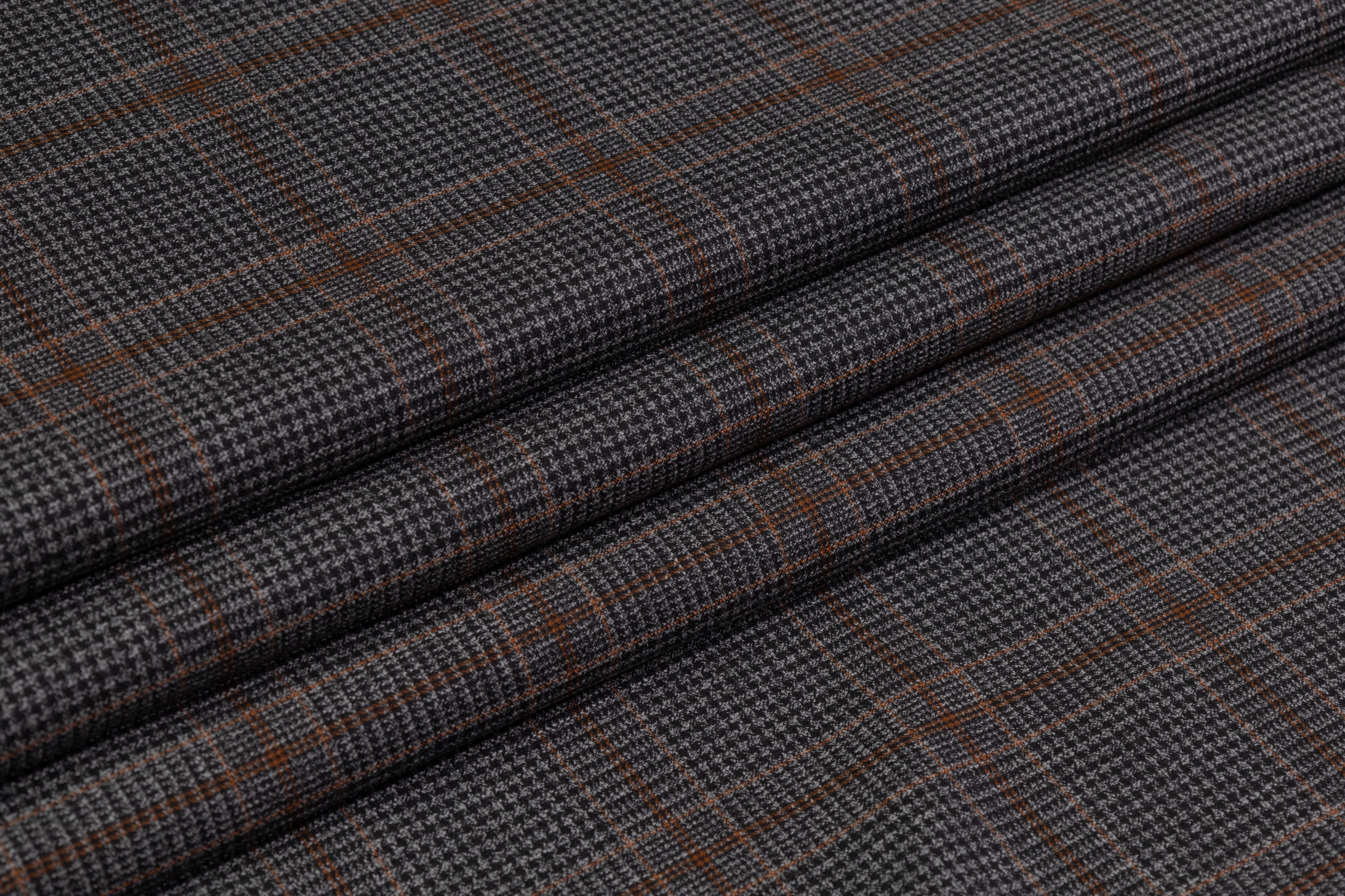 Checked Italian Wool Suiting - Gray / Rust