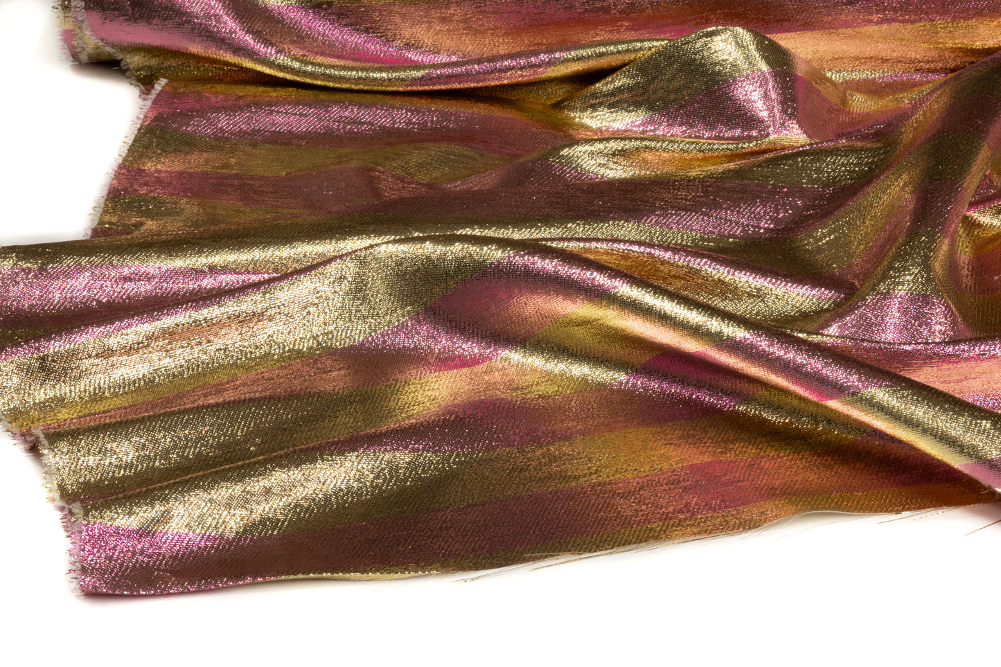 Striped Italian Silk Lamé - Gold / Pink