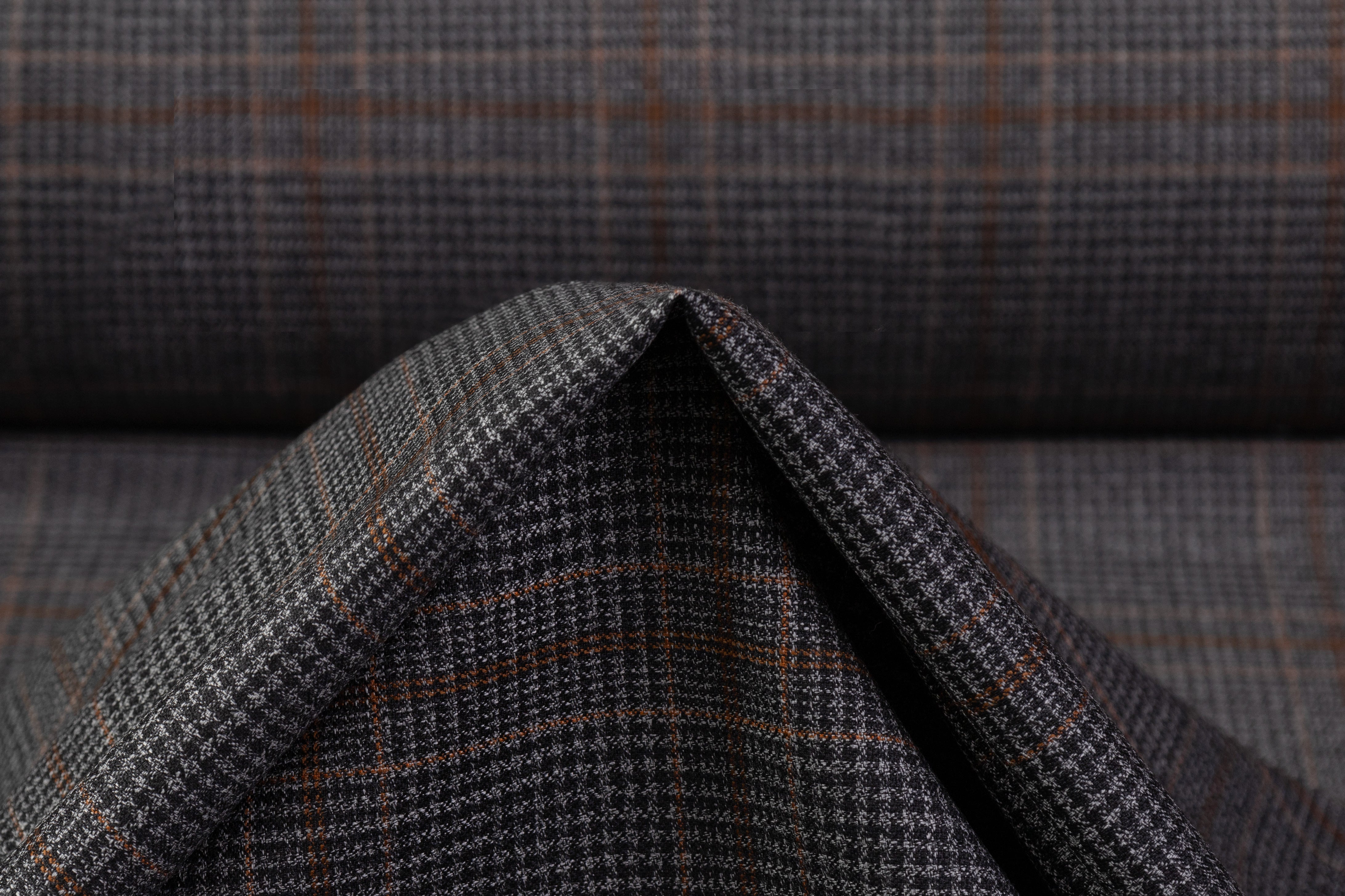 Checked Italian Wool Suiting - Gray / Rust
