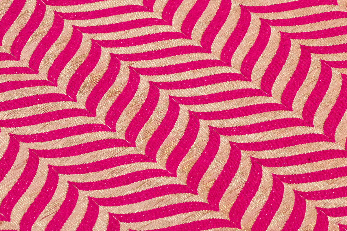 Chevron Metallic Italian Silk Blend Brocade - Magenta / Gold