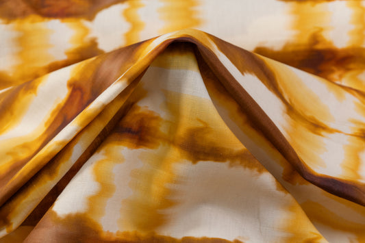 Printed Italian Linen - Brown / Yellow / White