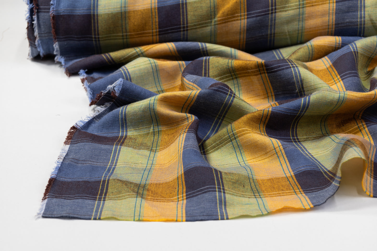 Checked Italian Linen - Green / Blue / Yellow