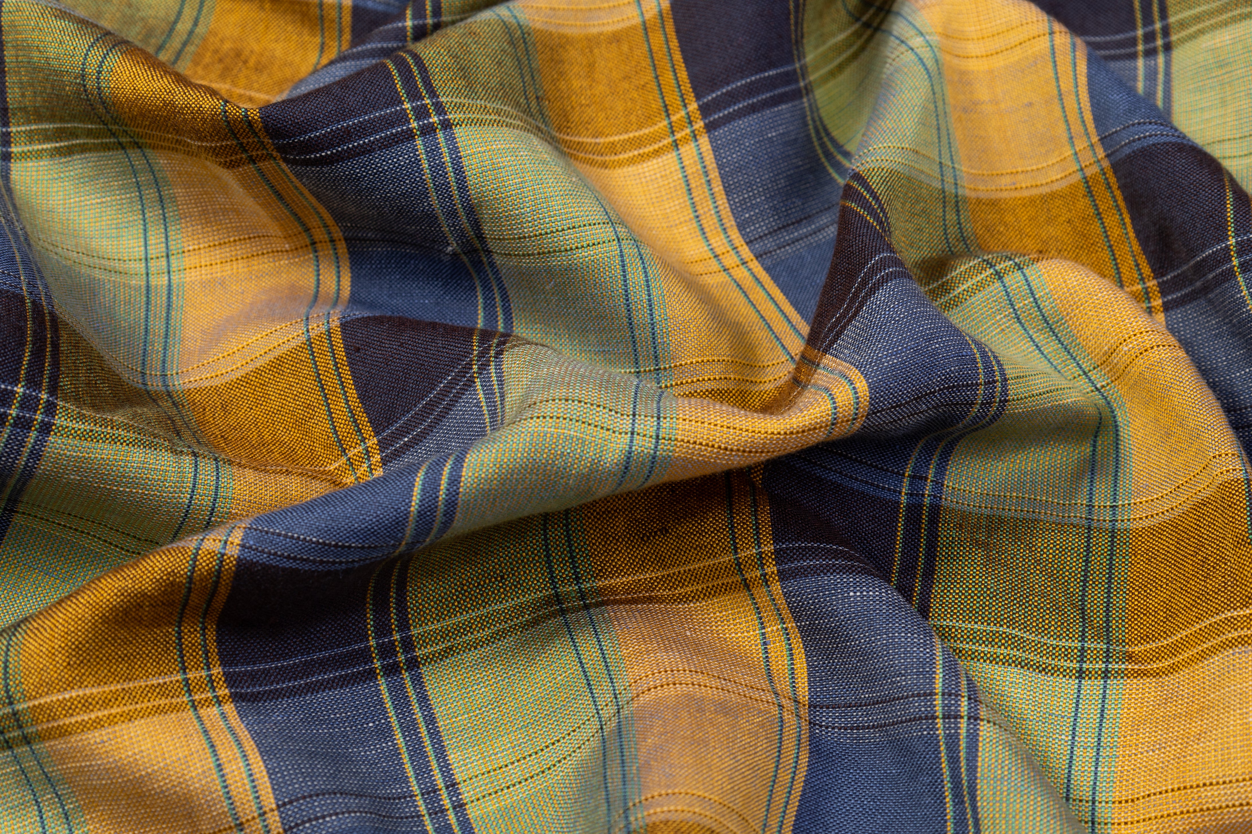 Checked Italian Linen - Green / Blue / Yellow