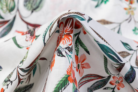 Floral Italian Linen - White / Multicolor