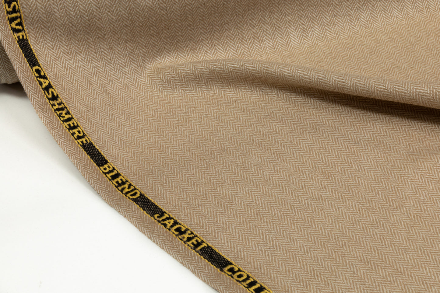 Italian Herringbone Wool Cashmere Blend - Beige