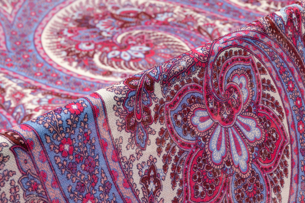 Emanuel Ungaro - Italian Silk and Wool Gauze - Blue / Pink