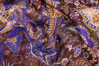 Paisley Printed Italian Wool - Burgundy / Multicolor