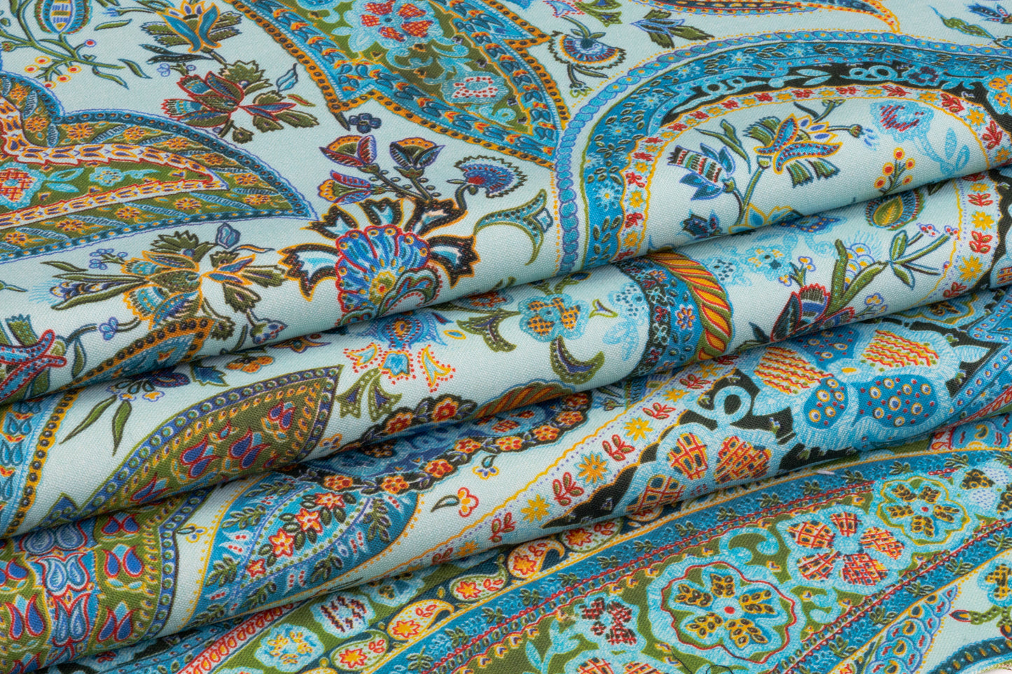 Paisley Printed Italian Wool - Blue / Multicolor