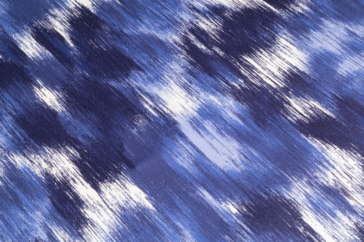 Abstract Silk Cotton Double Satin - Blue