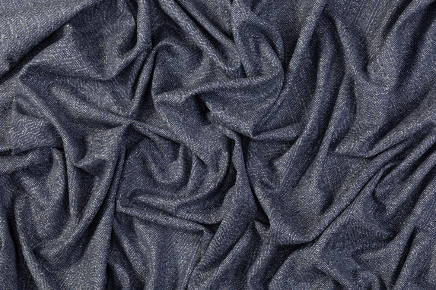 Herringbone Italian Wool Suiting - Blue