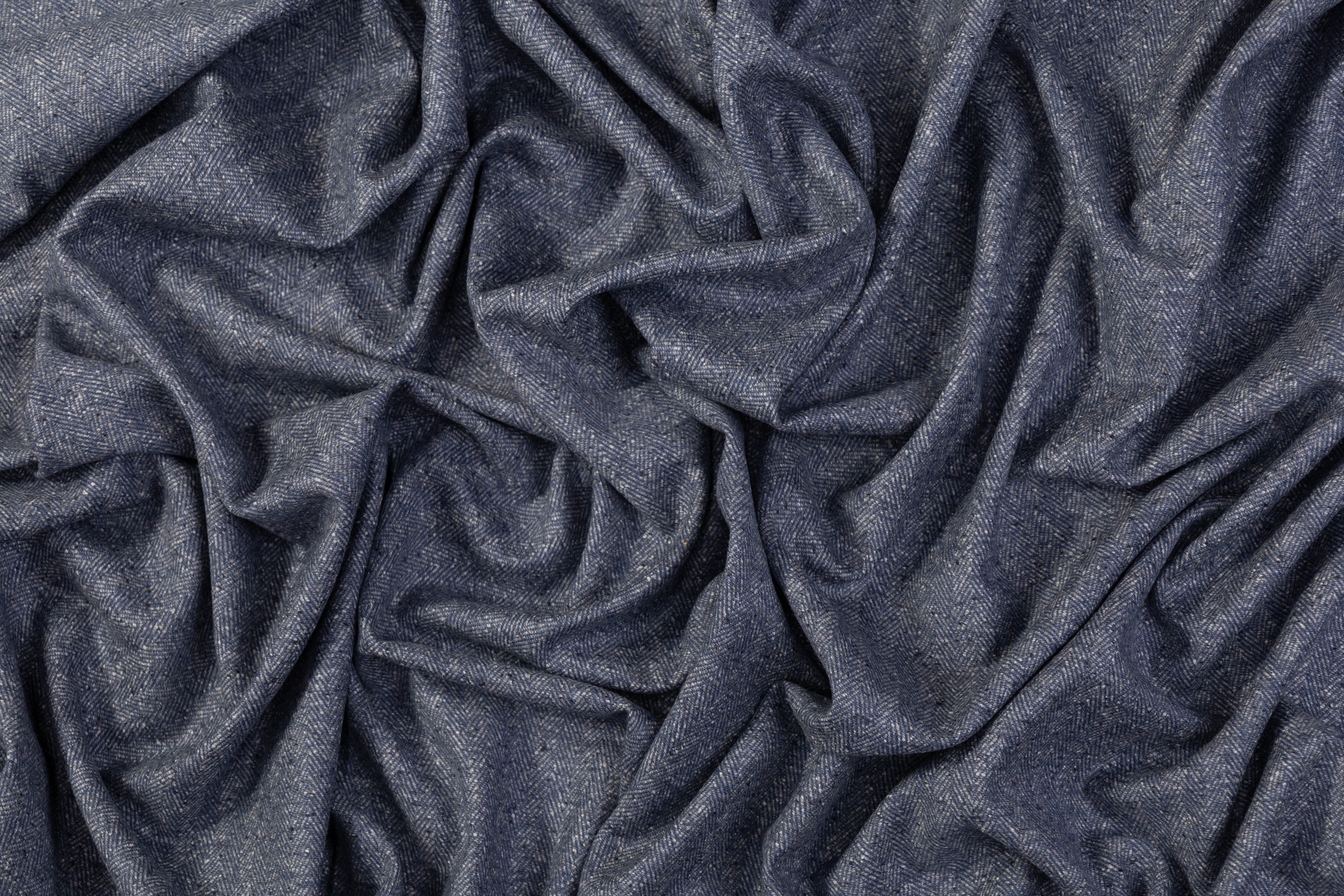 Herringbone Italian Wool Suiting - Blue