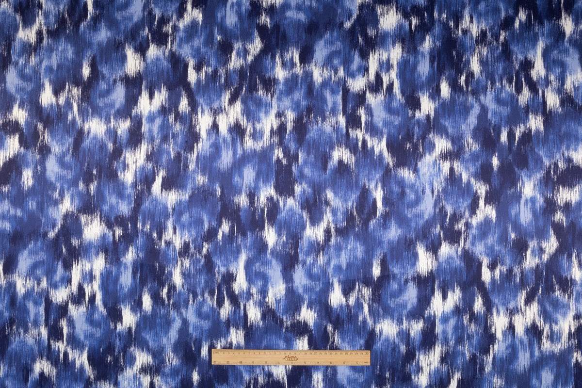 Abstract Silk Cotton Double Satin - Blue