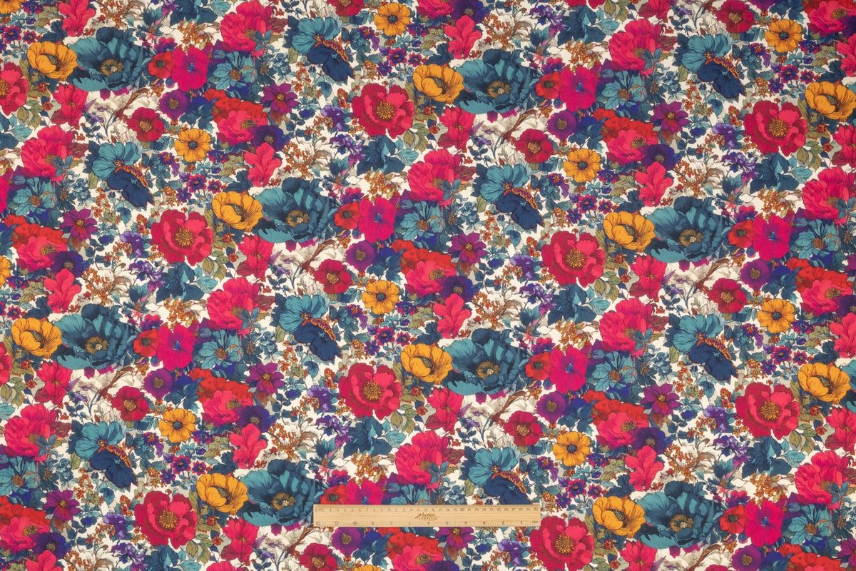 Floral Italian Printed Stretch Wool - Multicolor