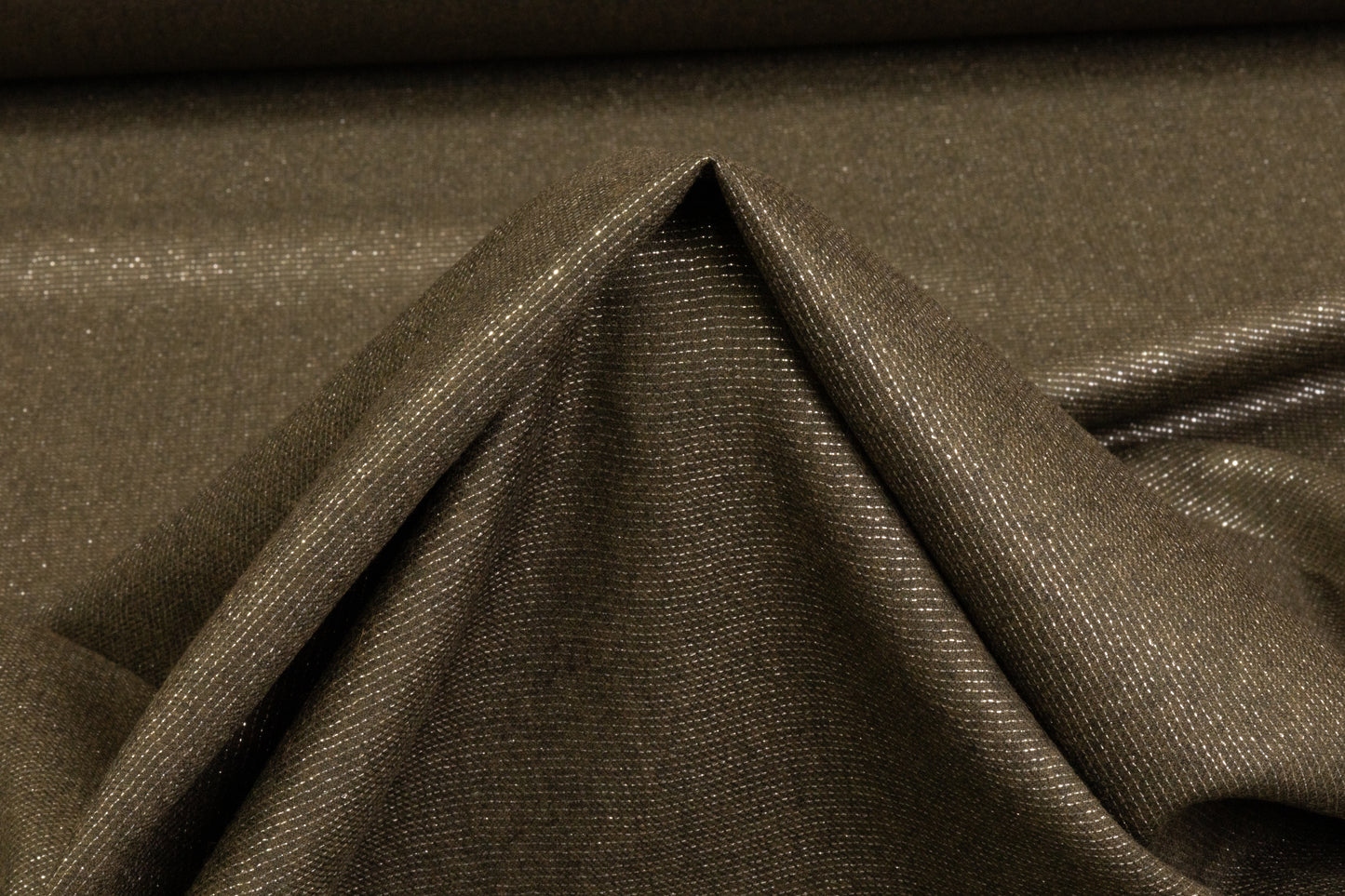 Metallic Italian Wool Flannel - Olive / Silver