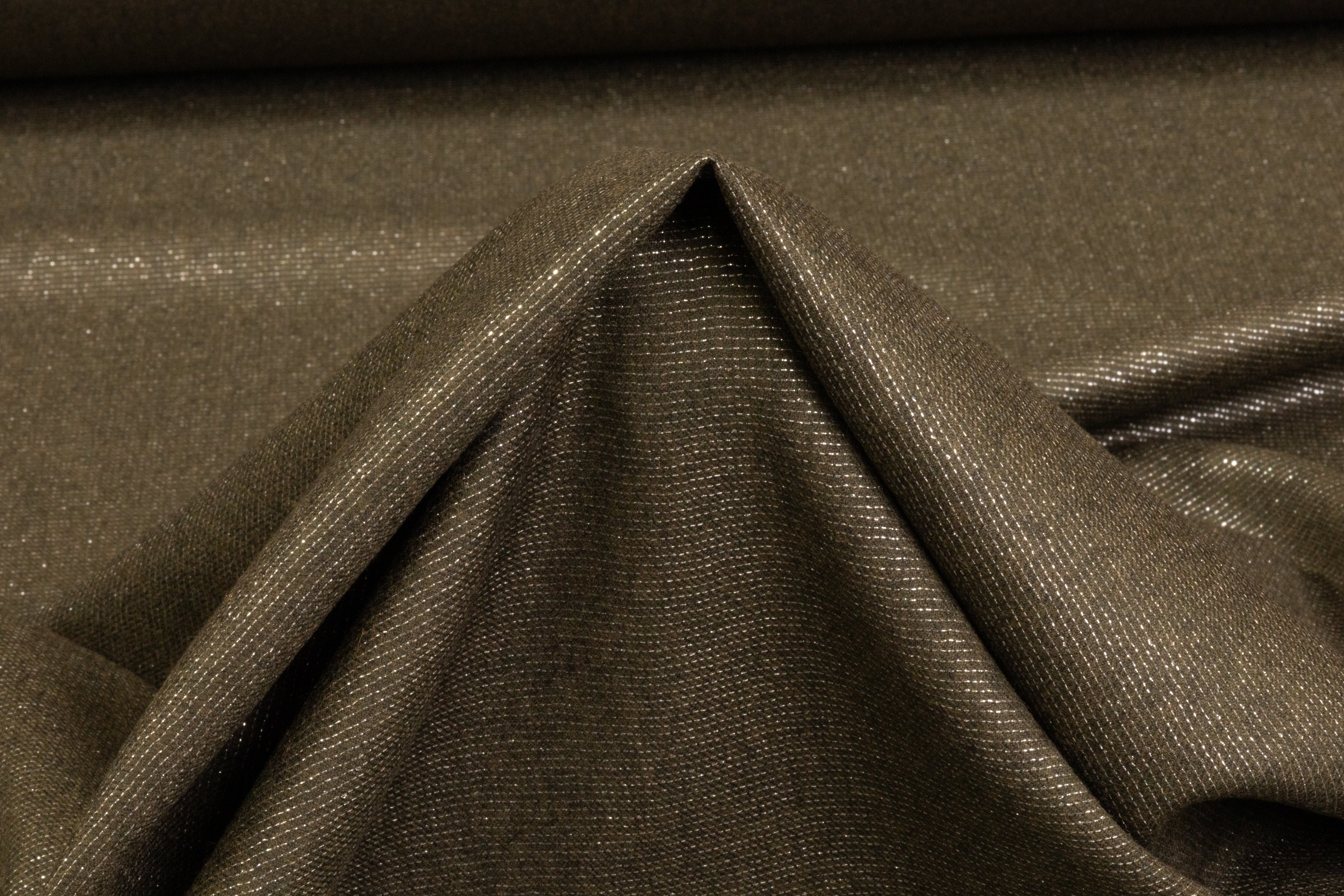 Metallic Italian Wool Flannel - Olive / Silver