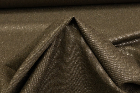 Metallic Italian Wool Flannel - Olive / Silver