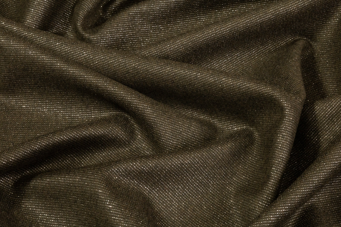 Metallic Italian Wool Flannel - Olive / Silver