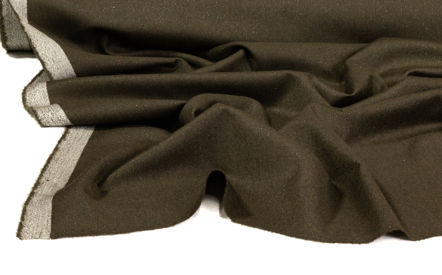 Metallic Italian Wool Flannel - Olive / Silver