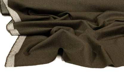 Metallic Italian Wool Flannel - Olive / Silver