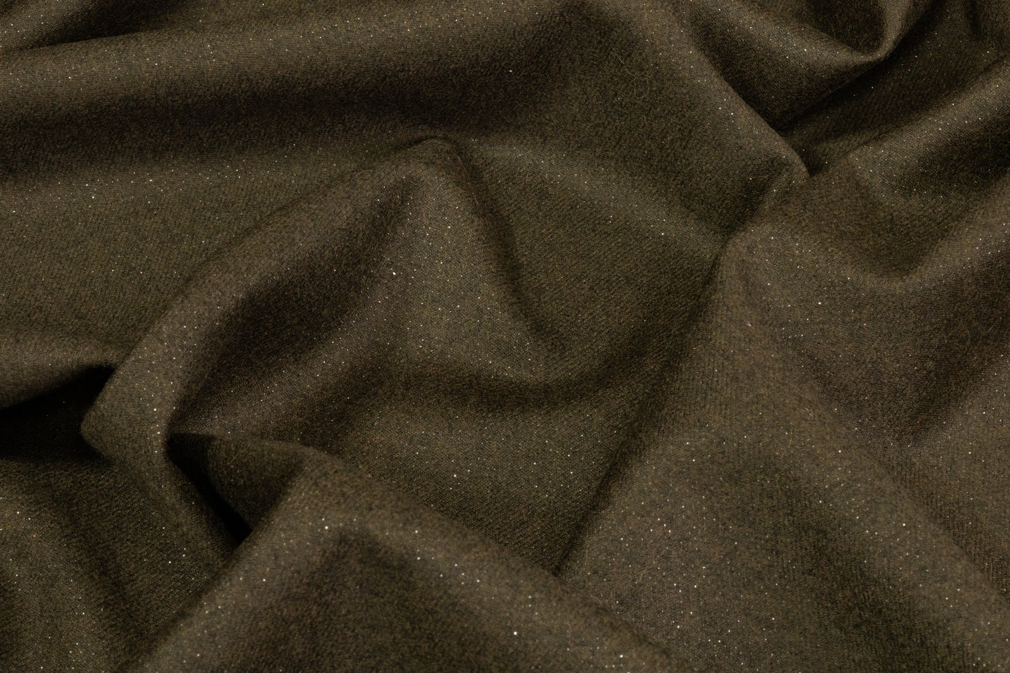 Metallic Italian Wool Flannel - Olive / Silver