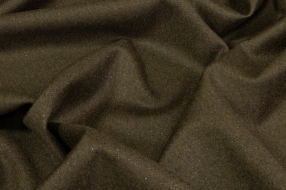 Metallic Italian Wool Flannel - Olive / Silver