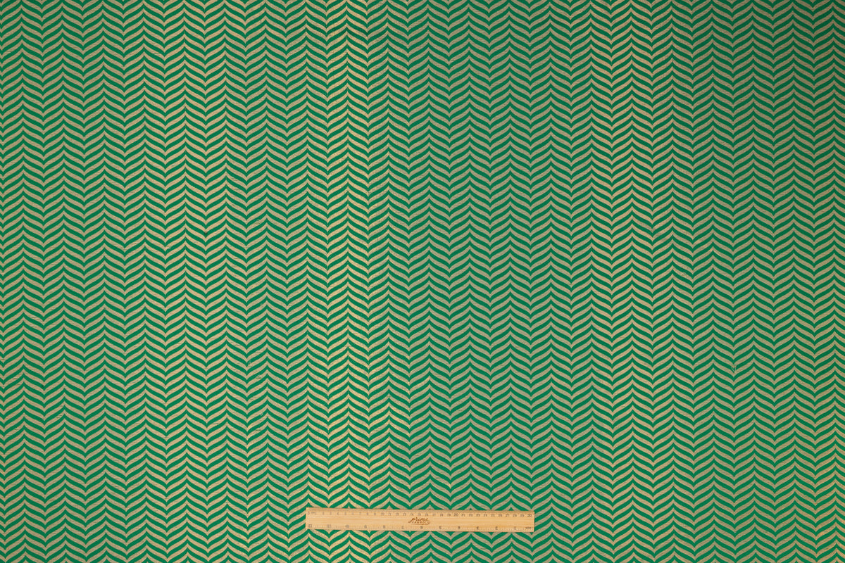 Chevron Metallic Italian Silk Blend Brocade - Green / Gold
