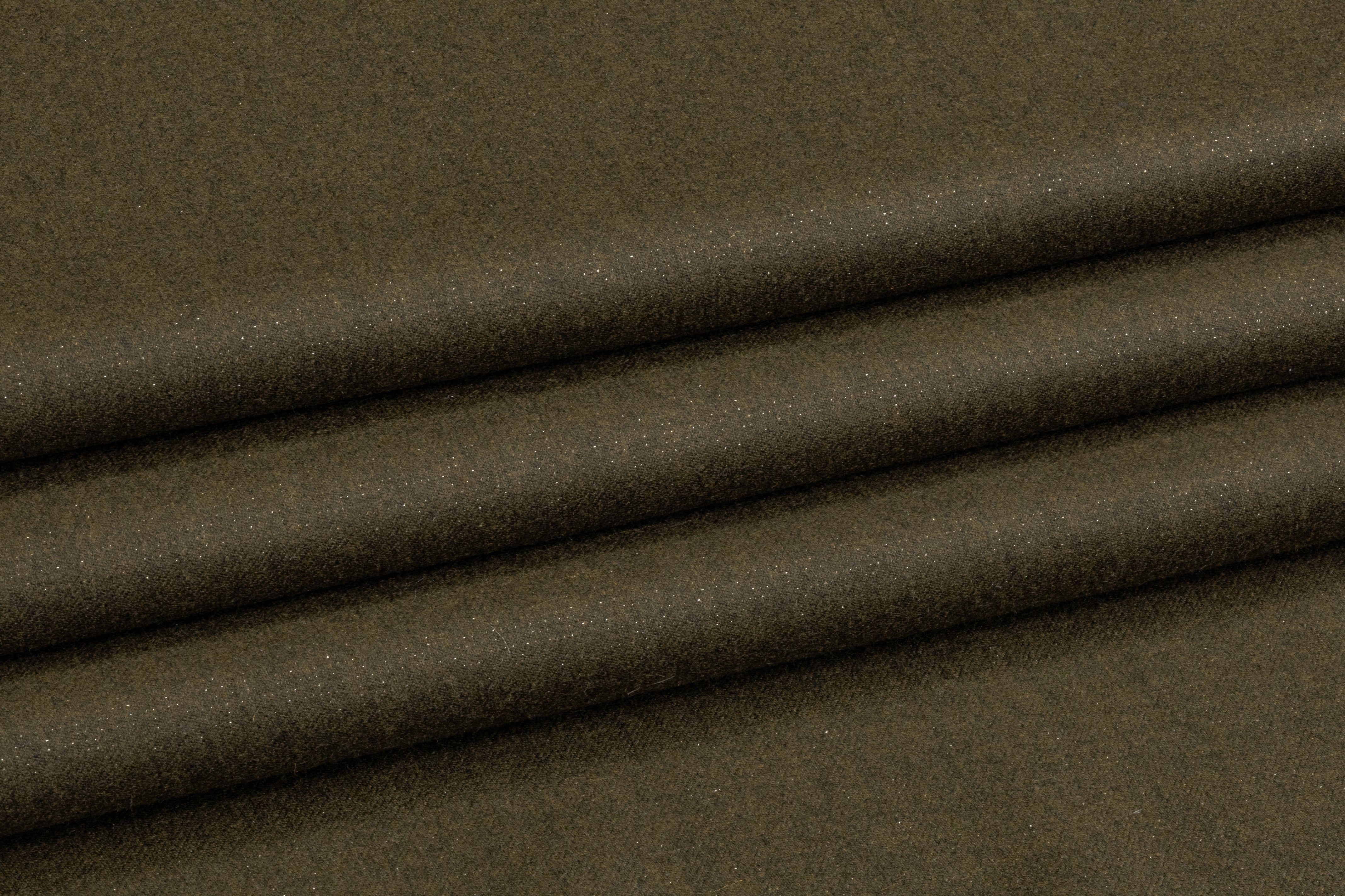 Metallic Italian Wool Flannel - Olive / Silver