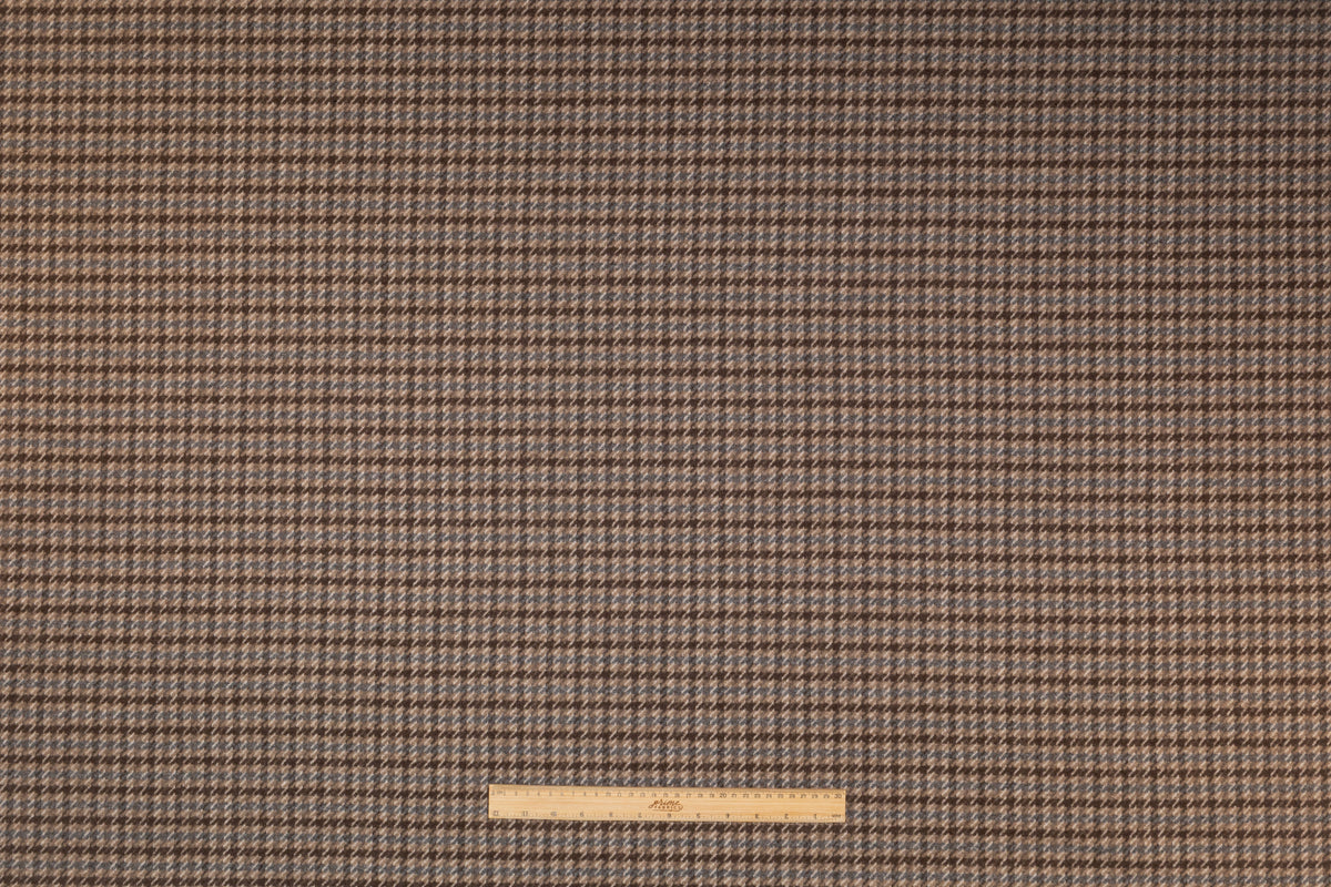 Double Faced Houndstooth Italian Wool Coating - Camel / Blue