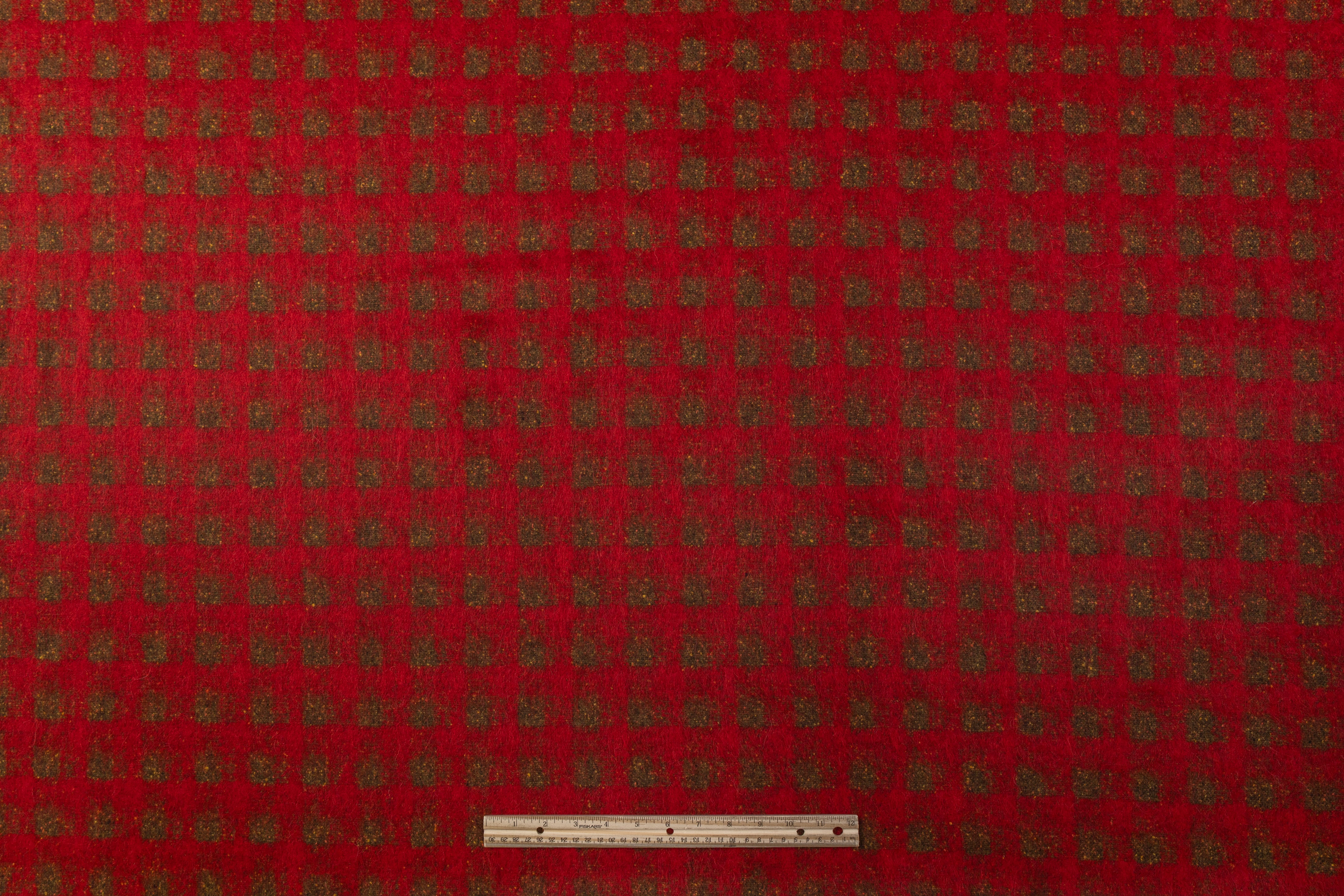 Italian Alpaca Mohair Wool Coating - Red / Olive