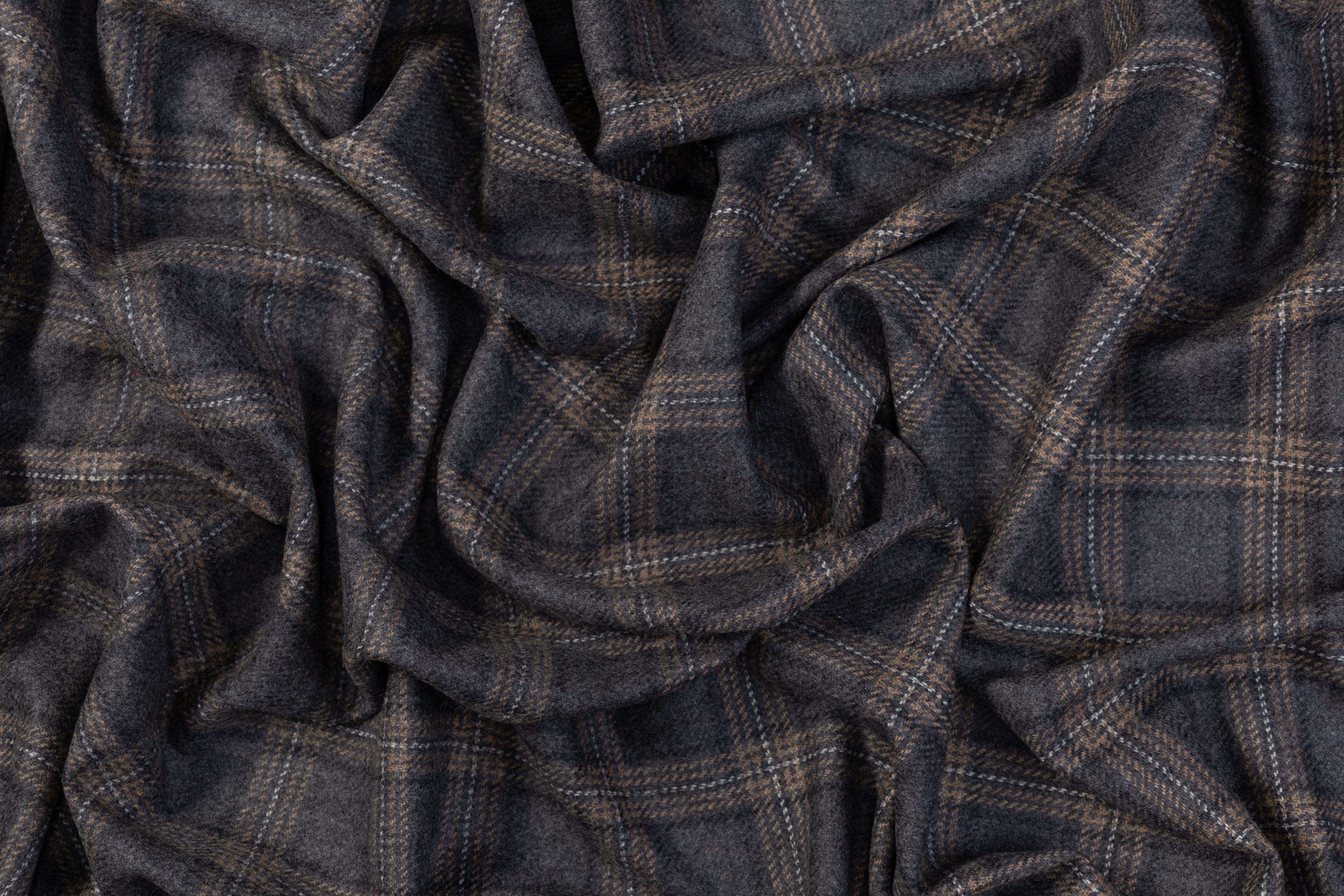 Checked Italian Wool Jacketing - Gray / Browne