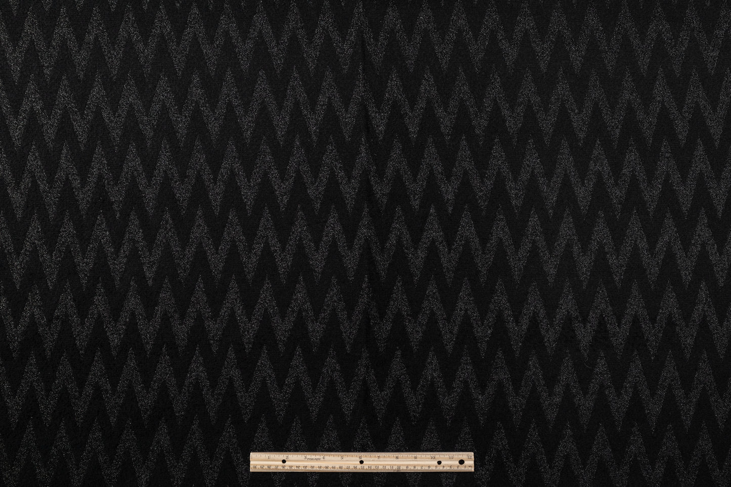 Chevron Metallic Italian Wool - Black