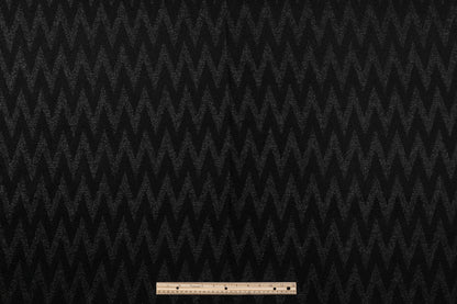 Chevron Metallic Italian Wool - Black
