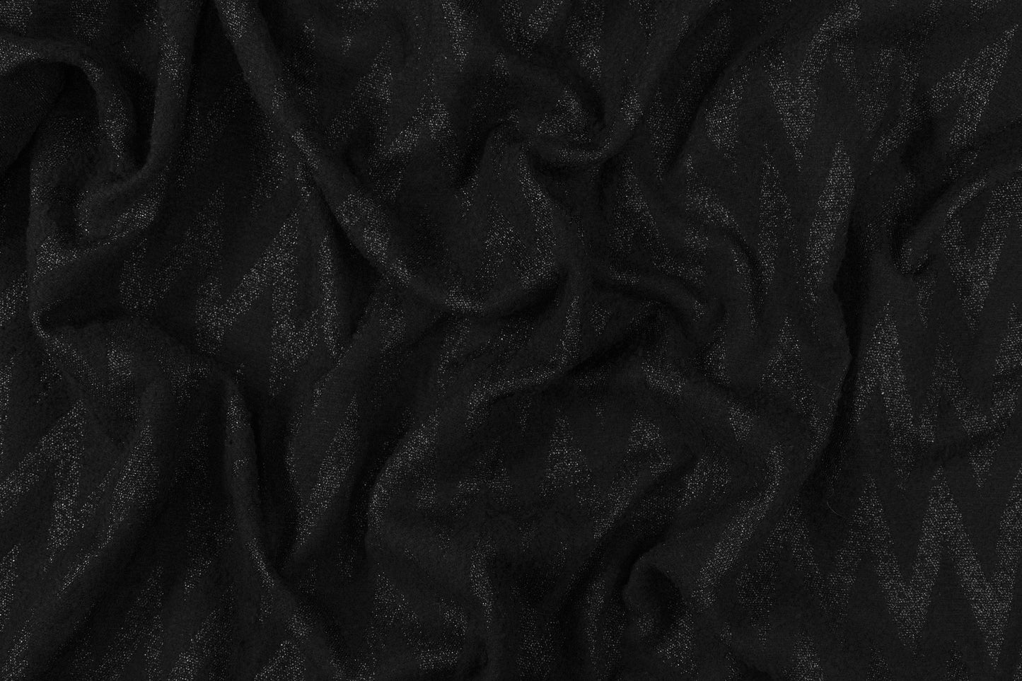 Chevron Metallic Italian Wool - Black