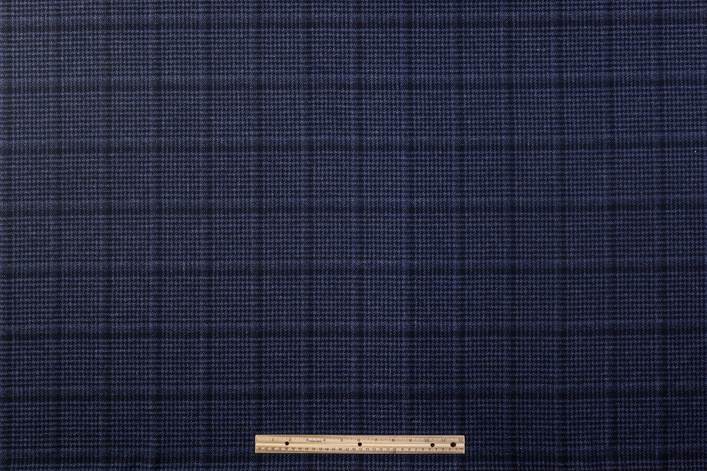 Checked Italian Wool Suiting - Navy Blue