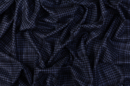 Checked Italian Wool Suiting - Navy Blue