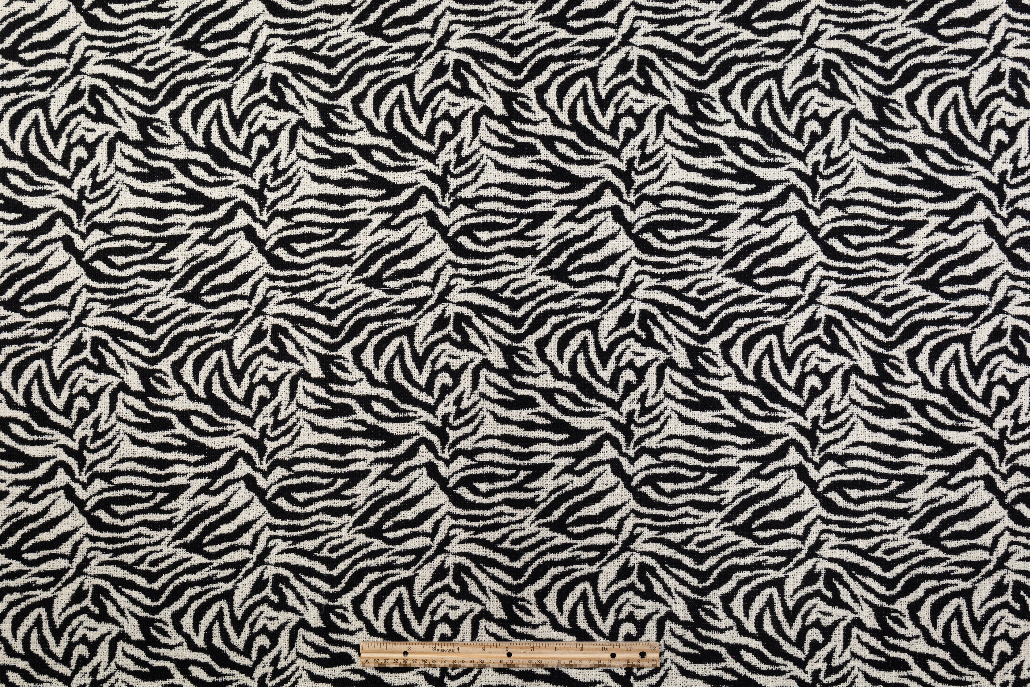 Zebra Pattern Italian Wool Tweed - Black / Off White