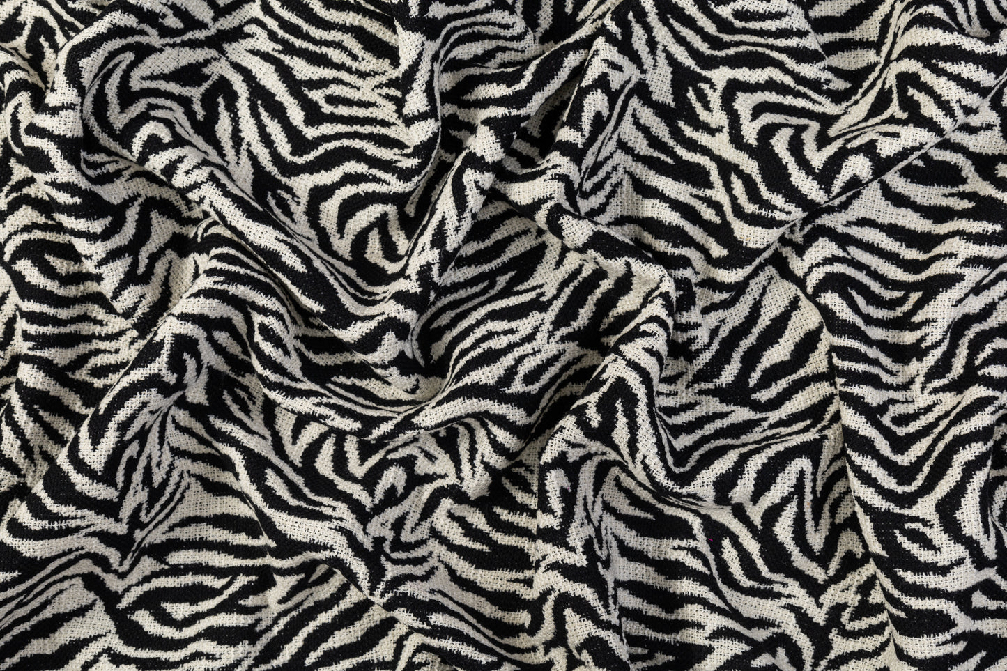 Zebra Pattern Italian Wool Tweed - Black / Off White