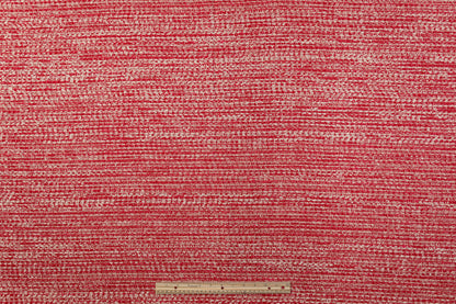 Metallic Italian Wool Blend Tweed Boucle - Red / Off White / Gold / Silver