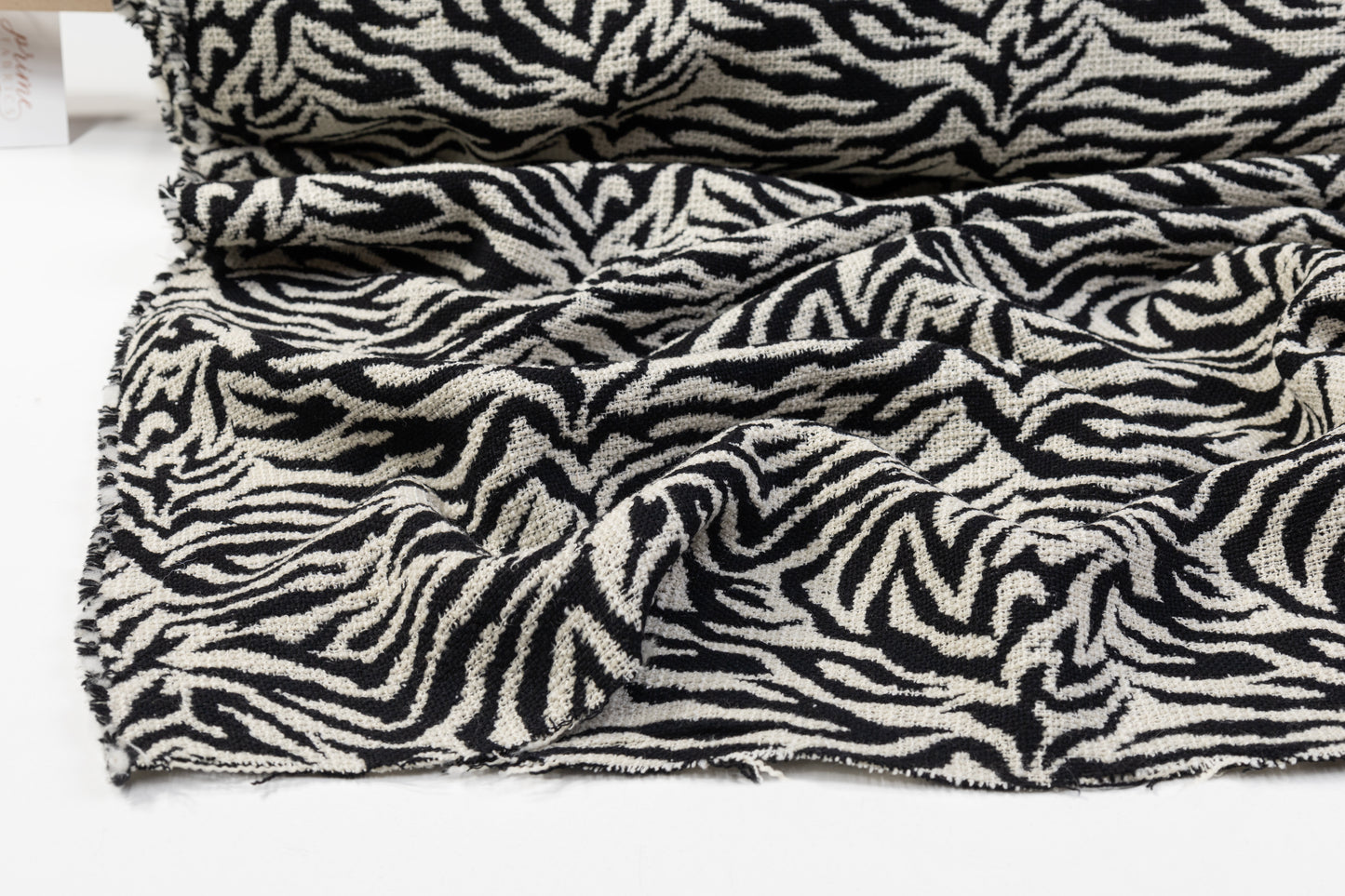 Zebra Pattern Italian Wool Tweed - Black / Off White