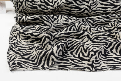 Zebra Pattern Italian Wool Tweed - Black / Off White