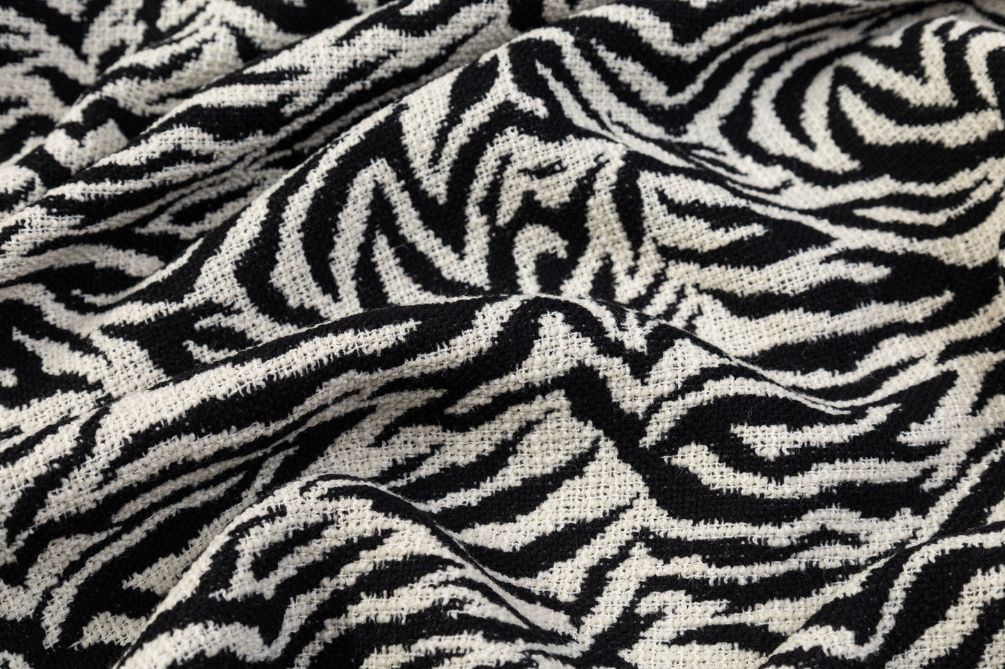 Zebra Pattern Italian Wool Tweed - Black / Off White