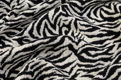 Zebra Pattern Italian Wool Tweed - Black / Off White