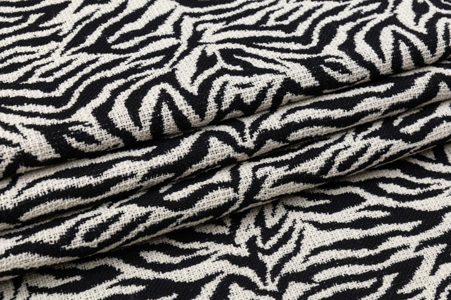 Zebra Pattern Italian Wool Tweed - Black / Off White