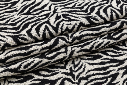 Zebra Pattern Italian Wool Tweed - Black / Off White
