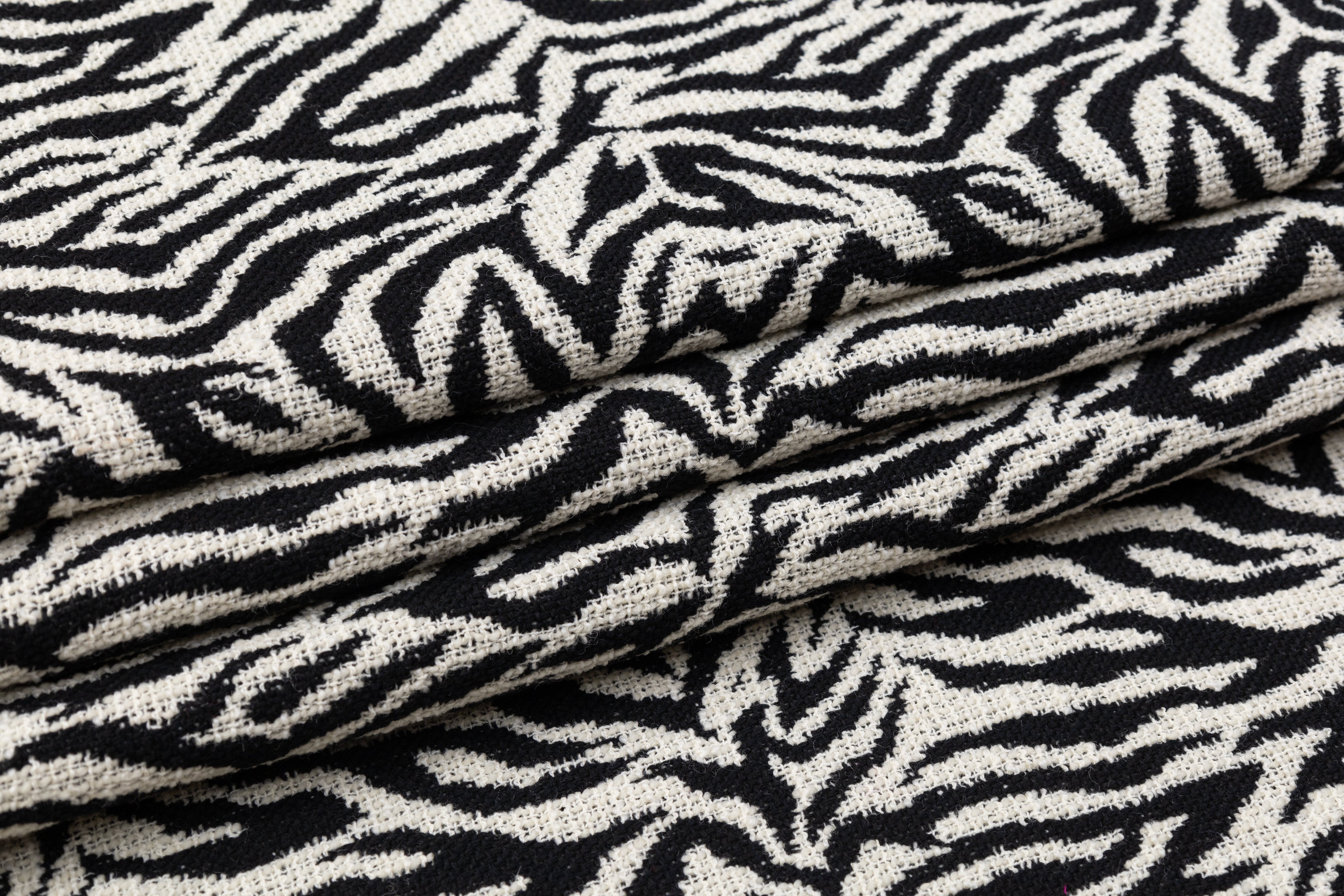 Zebra Pattern Italian Wool Tweed - Black / Off White