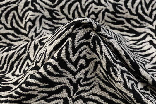 Zebra Pattern Italian Wool Tweed - Black / Off White