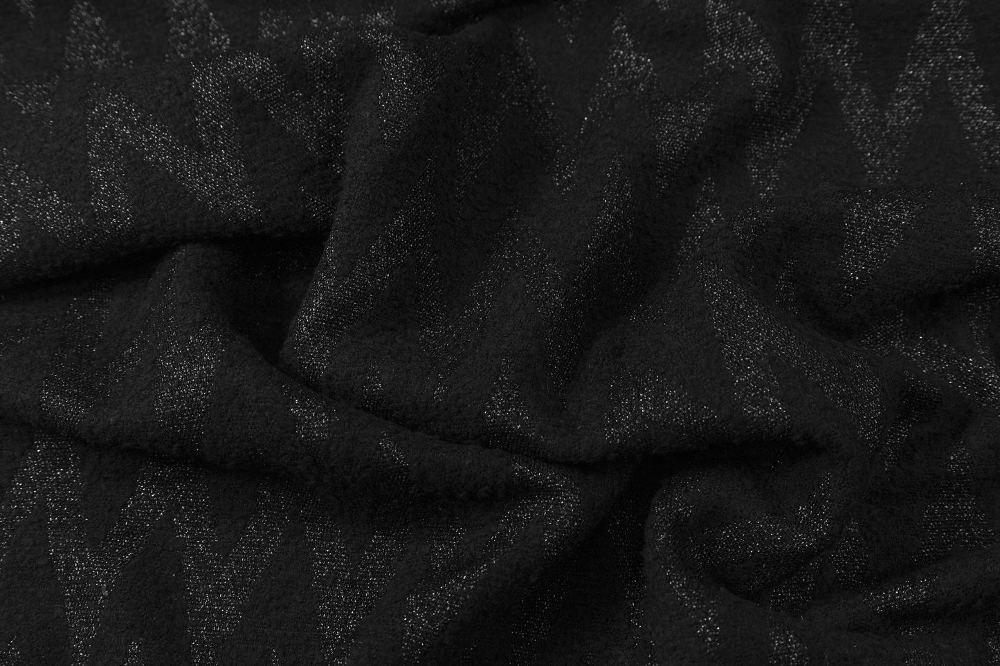 Chevron Metallic Italian Wool - Black