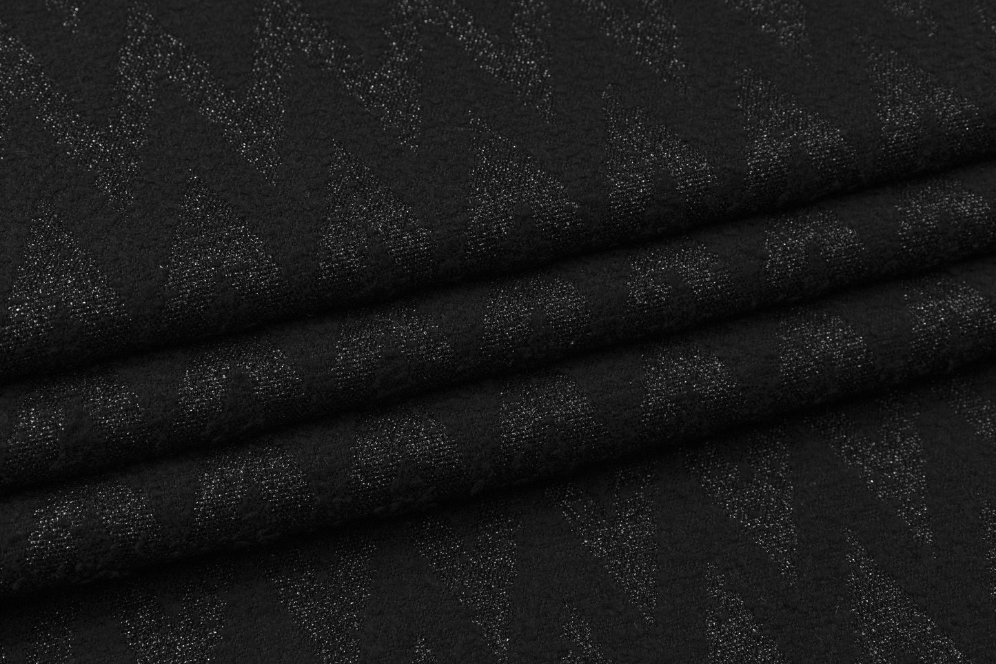 Chevron Metallic Italian Wool - Black