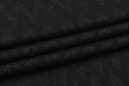 Chevron Metallic Italian Wool - Black